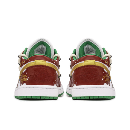 [Custom Christmas Snow Night] Air Jordan 1 Skateboarding Shoes Unisex Low-top