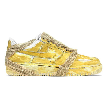 [Custom Women's tie-dyed aged yellow Style] Skateboarding Shoes Women's Low-top Yellow