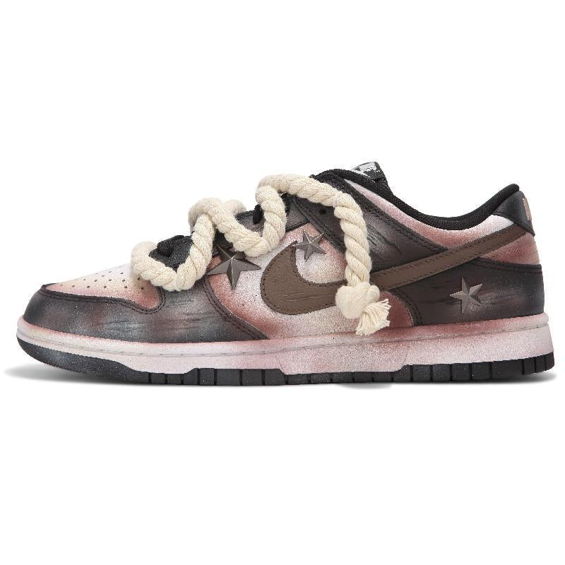 [Custom Rust And Starlight Blackish-Brown]  Dunk Skateboarding Shoes Low-top Unisex Brown/Black