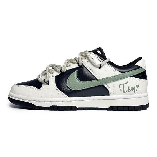 [Custom Women's style by the poolside]  Dunk Skateboarding Shoes Women's Low-top Green/Black/White