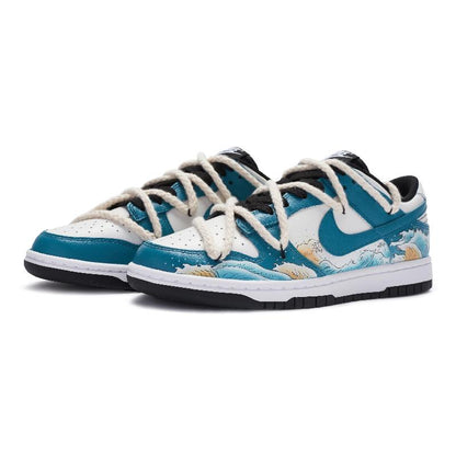 [Custom Surfing]  Dunk Skateboarding Shoes Low-top Blue/White/Yellow