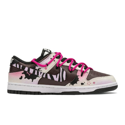 [Custom Zebra Style] Skateboarding Shoes Women's Low-top Black/Red