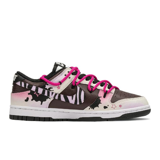 [Custom Zebra Style] Skateboarding Shoes Women's Low-top Black/Red