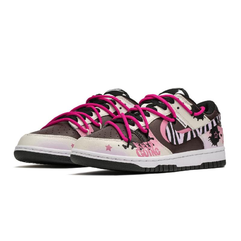 [Custom Zebra Style] Skateboarding Shoes Women's Low-top Black/Red