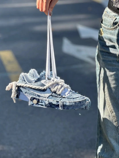 [Custom Men's denim cross]  Air Force 1 Skateboarding Shoes Men