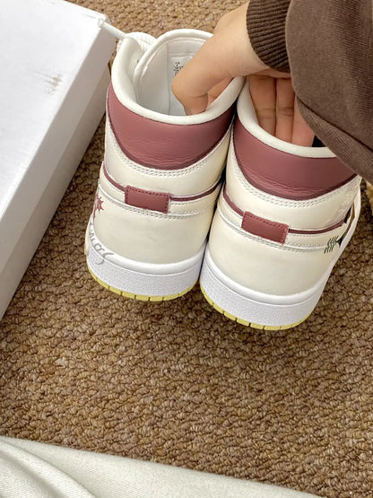 [Custom Winter Wish] Air Jordan 1 Mid - Top Skateboarding Shoes Unisex