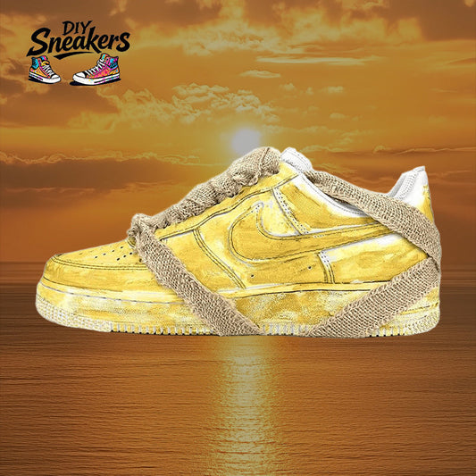 [Custom Women's tie-dyed aged yellow Style] Skateboarding Shoes Women's Low-top Yellow