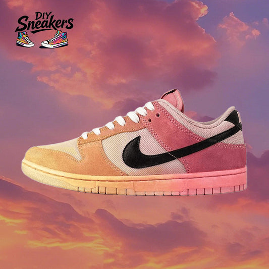 [Custom Gradient Dye Style] Skateboarding Shoes Men Low-top Yellow/Pink