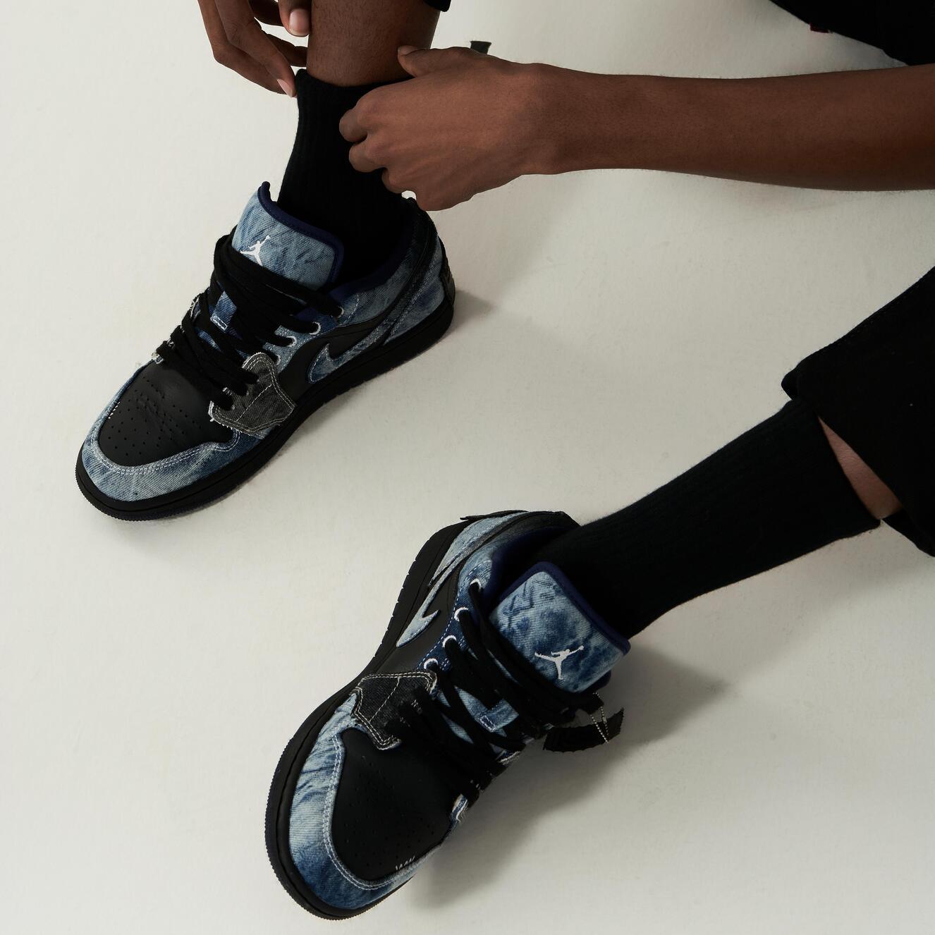 [Custom Denim Style] Black Sea - Men's Jordan 1 Low Custom