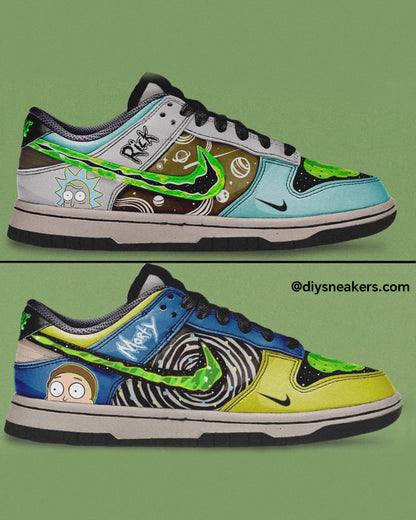 [Custom Rick&Morty Green] Low Unisex Street Graffiti Skateboarding Shoes