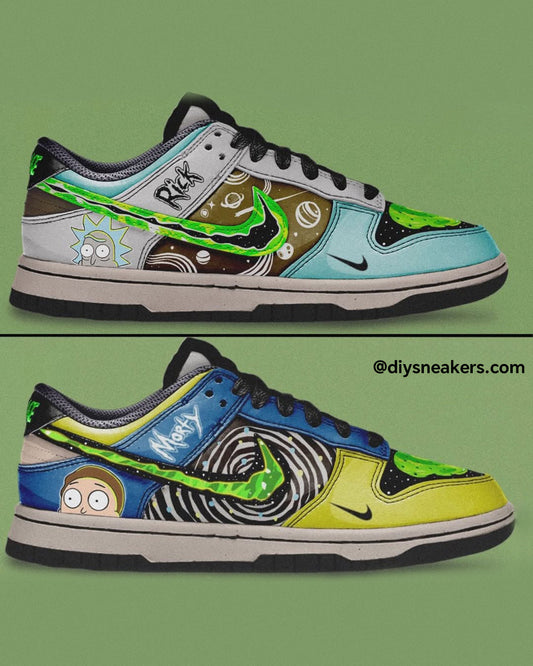 [Custom Rick&Morty Green] Low Unisex Street Graffiti Skateboarding Shoes